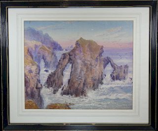 20th C. Watercolor of Faraglioni Rocks, Capri