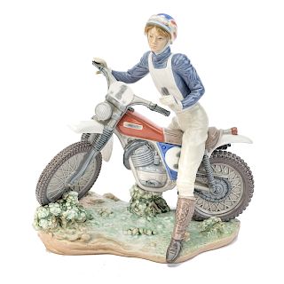 Lladro Porcelain Girl Motorcycle Rider