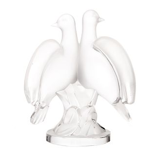 Lalique Partially Frosted Crystal Doves
