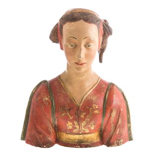 Italian Renaissance Style Painted Terracotta Bust