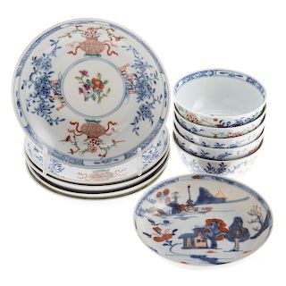 Five Chinese Export Porcelain Tea Bowls & Saucers