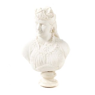Continental Carved Marble Bust of Gypsy Woman