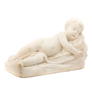 Grande Tour Carved Marble: Sleeping Cupid