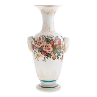 Continental Paint Decorated Opaline Glass Vase