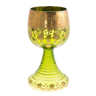 Monumental Moser Emerald Glass Roemer