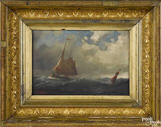 Frederick Pansing (American 1844-1912), oil on board seascape, signed lower left, 6'' x 9''.
