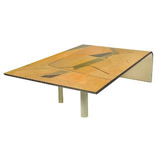 Contemporary Inlaid Fiberglass Coffee Table