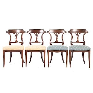 Four Potthast Regency Style Mahogany Side Chairs