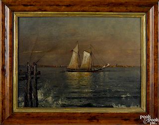 Edmund Darch Lewis (American 1835-1910), oil on board coastal scene