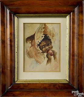 Set of four watercolor portraits of black children, early 20th c., one signed E. Parrott
