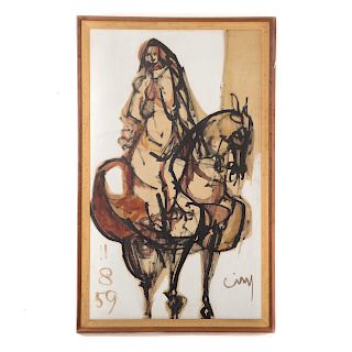 Ciry. Horse and Rider (Lady Godiva), gouache