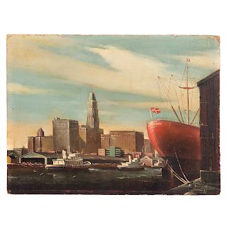 Melvin Miller. "Port of Baltimore," oil on board