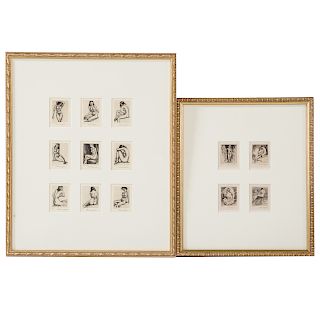 Morris Henry Hobbes. 13 miniature etchings