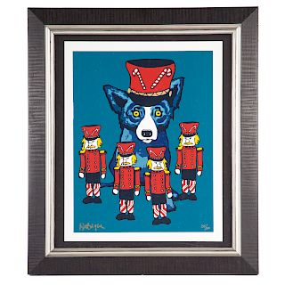 George Rodrigue. Blue Dog with Nutcrackers