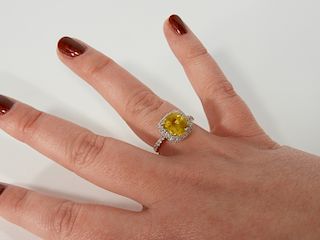 18K Yellow Gold, Diamond, & Yellow Sapphire Ring