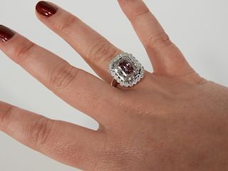 RARE 14K White Gold Pink Sapphire & Diamond Ring