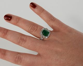 FINE Platinum 3.08ct Emerald & Diamond Ring