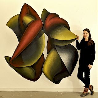 Jonathan Santlofer Modern Shaped Diptych Painting
