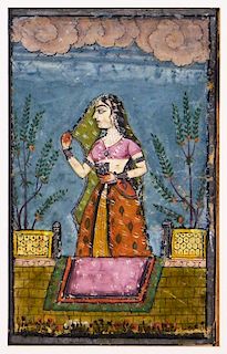19C Indian Radha Krishna Miniature Painting