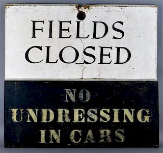 C.1940 Cape Cod No Undressing In Cars Beach Sign