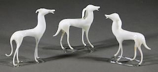 Austrian Fritz Lampl Bimini Art Glass Whippet Dogs