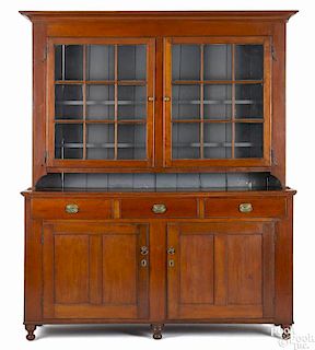 Pennsylvania cherry two-part Dutch cupboard, ca. 1810, 86'' h., 68 1/2'' w.