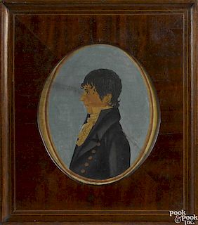 Jacob Maentel (American 1763-1863), watercolor and gouache profile portrait of John Share, b. 1788