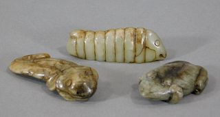 3 Chinese Russet Hardstone Animal Carvings
