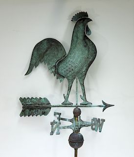 1950 American Full Body Copper Rooster Weathervane