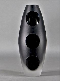 Orrefors Modernist Black Amethyst Crystal Vase