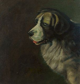 19C American Victorian Portrait of St Bernard Dog