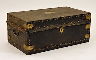 19C Chinese Hide Covered ID'd Camphor Wood Chest