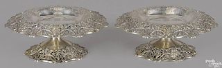 Pair of Black, Starr and Frost sterling silver tazzas, dated 1919, 3 1/4'' h., 8 1/2'' dia.