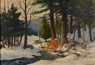 Arthur Herrick New England O/B Landscape Painting
