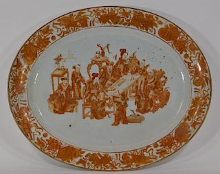 19C Chinese Fitzhugh Porcelain Court Scene Platter