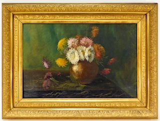 19C Victorian Chrysanthemum Still Life Painting