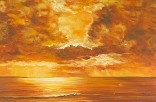 D. McLaughlin Cox Surrealist Sunset O/C Painting