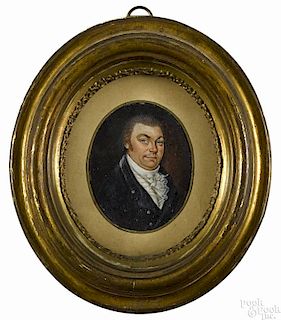 Miniature portrait of a gentleman, 19th c., indentified on verso as Captain Afton