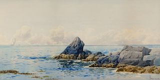 Alfred T. Bricher Coastal Seascape WC Painting