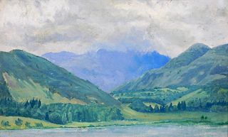 Impressionist Mountain Lake Landscape Painting