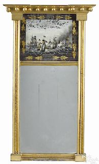 Massachusetts Federal giltwood mirror, ca. 1815, bearing the paper merchants label, inscribed Geo