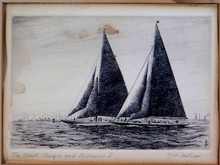 Charles J. A. Wilson Sailboat Race Etching