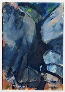 20C European Modernist Abstract Cavern Painting