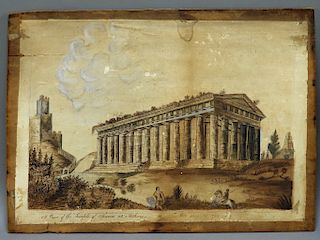 Robert Adam Theseus Temple Grecian Sepia Drawing