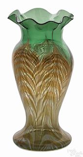 Durand peacock feather vase, unsigned, 10 1/2'' h.