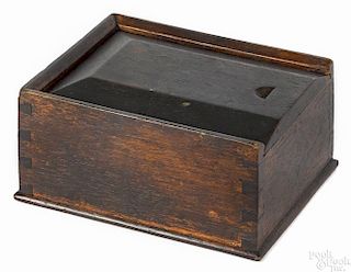 Miniature Pennsylvania walnut slide lid box, 19th c., 2'' h., 4 1/2'' w.