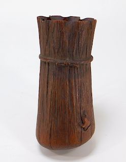 19C. Japanese Carved Bamboo Frog Wall Pocket