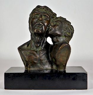 Victor Salmones Father & Child Bronze Sculpture