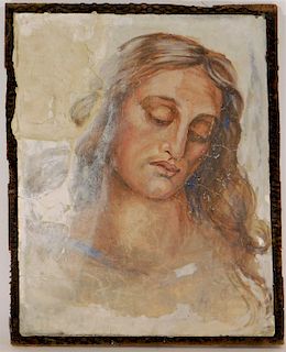 19C. Italian Jesus Christ Fresco Painting Section