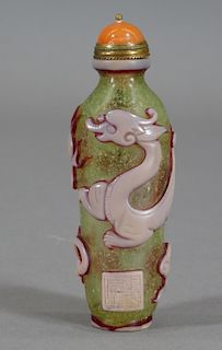 Chinese Peking Glass Chilong Snuff Bottle